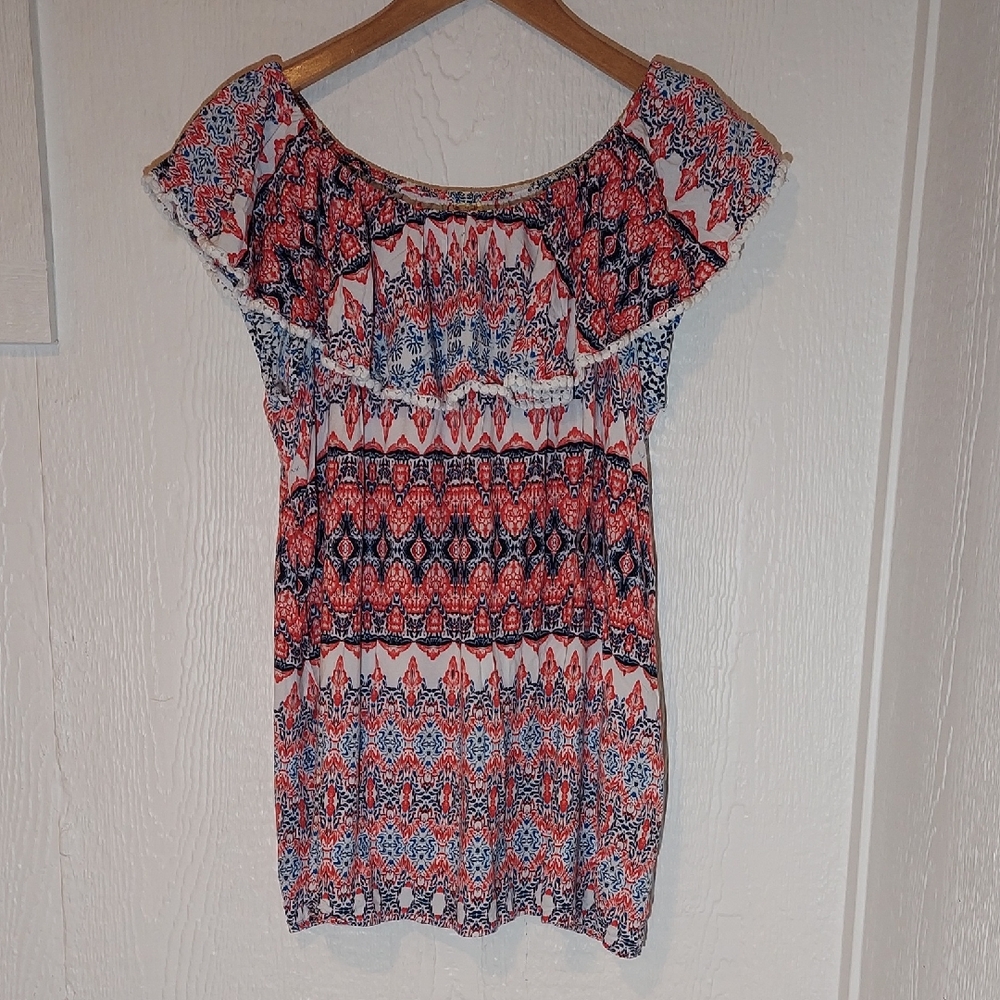 Faded Glory red, white, & blue Boho Blouse